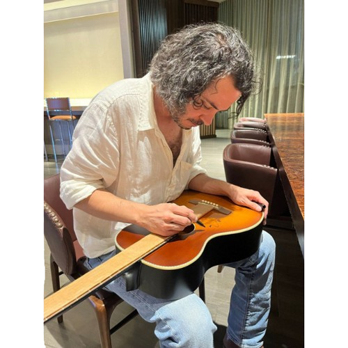 Max Gomez autographed vintage Recording King Dirty 30 guitar.