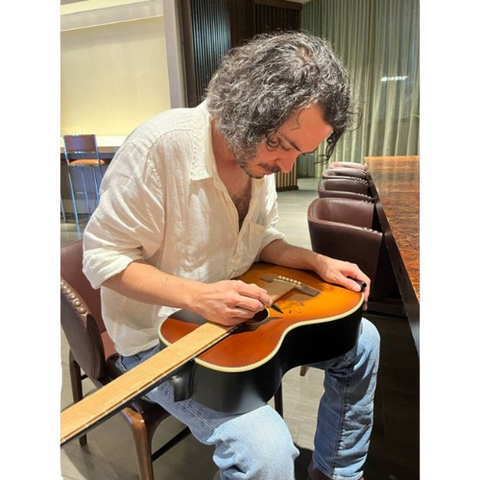 Max Gomez autographed vintage Recording King Dirty 30 guitar.
